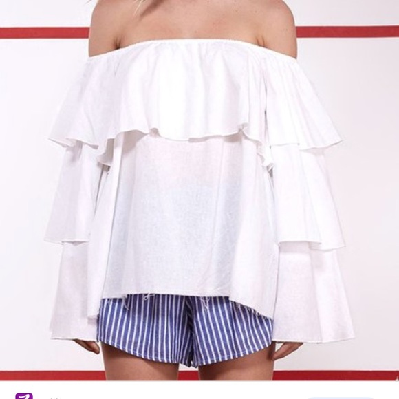 Tee Ink 2 white ruffled off shoulder - Picture 2 of 6